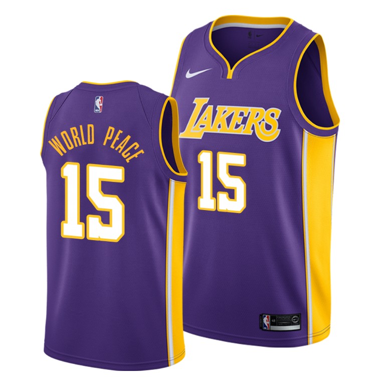 Men's Los Angeles Lakers Metta World Peace #15 NBA Statement Social Justice Purple Basketball Jersey KHJ6883LA